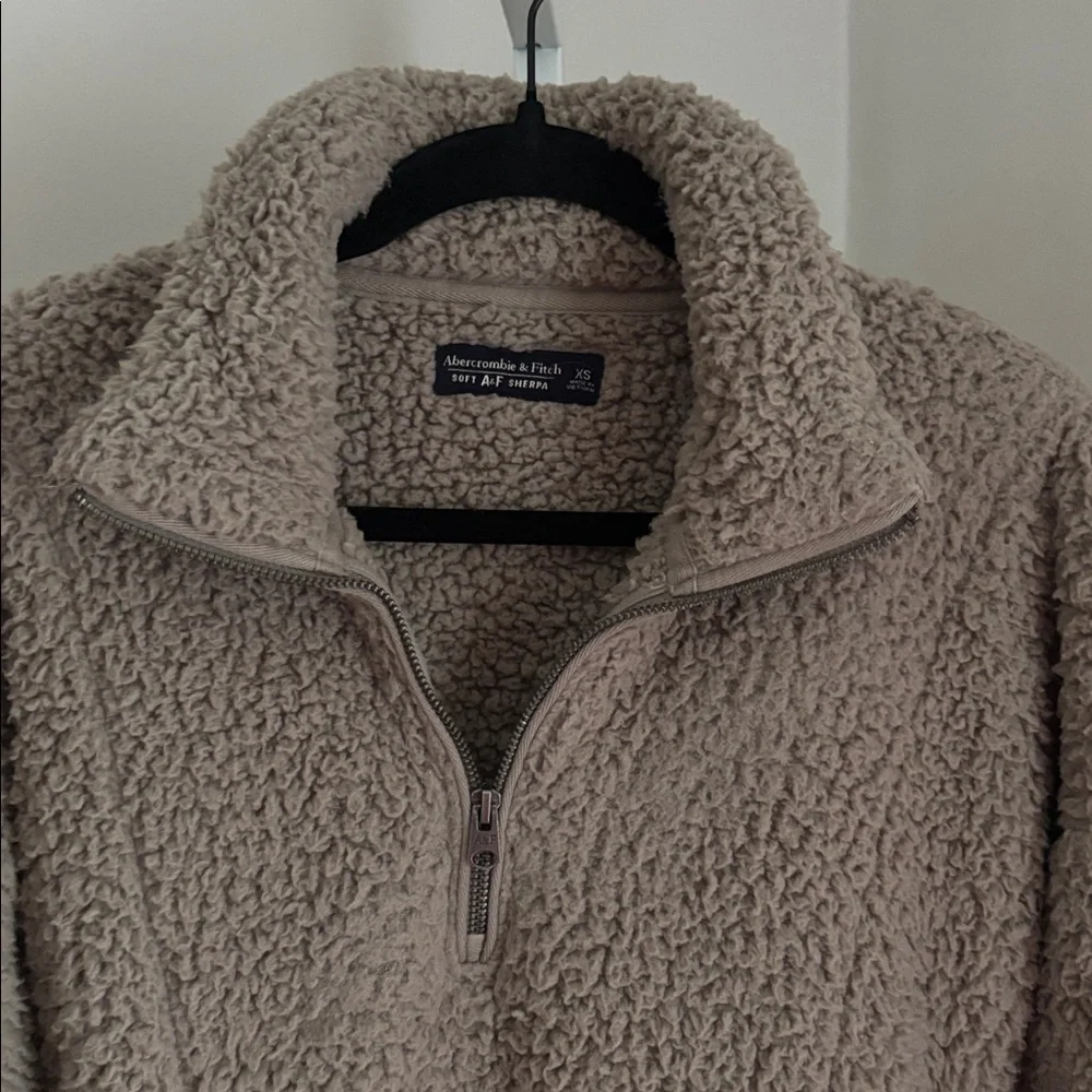 Abercrombie & Fitch Soft AF Sherpa Quarter Zip Faux Sherpa Fleece Jacket Size XS - Picture 3 of 5